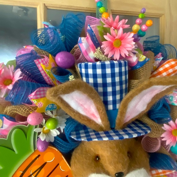 Easter Wreath,Spring decor,Easter decor,Farmhouse,Bunny Wreath,Free 4 ribbon bow - Picture 4 of 11